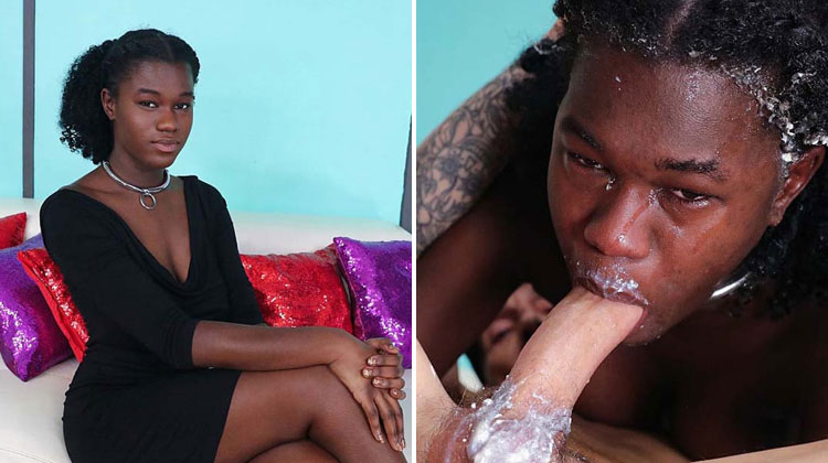 SHOCKING! Dark Skinned Black Woman in Extreme Deep Throat Fuck Video